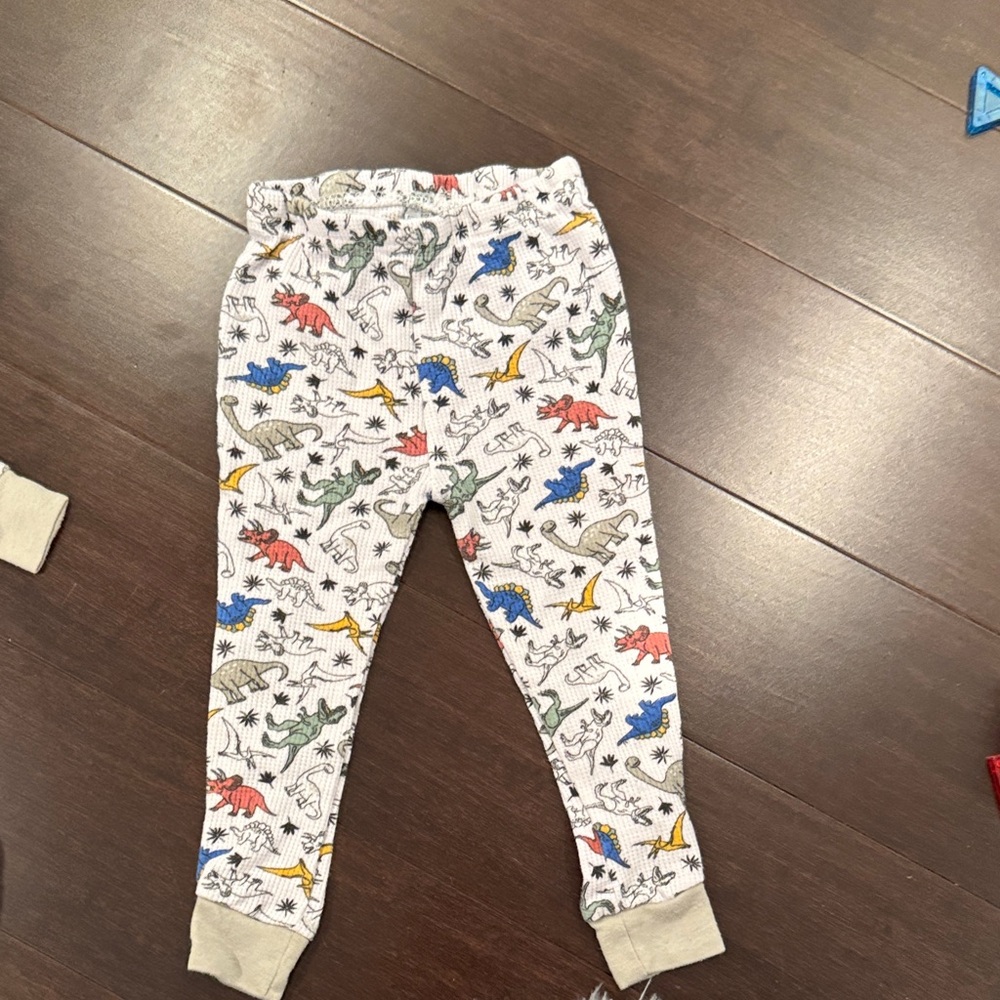 Kids Dinosaur Print Pajama Set - White with Multicolor Dinosaurs - Picture 5 of 5